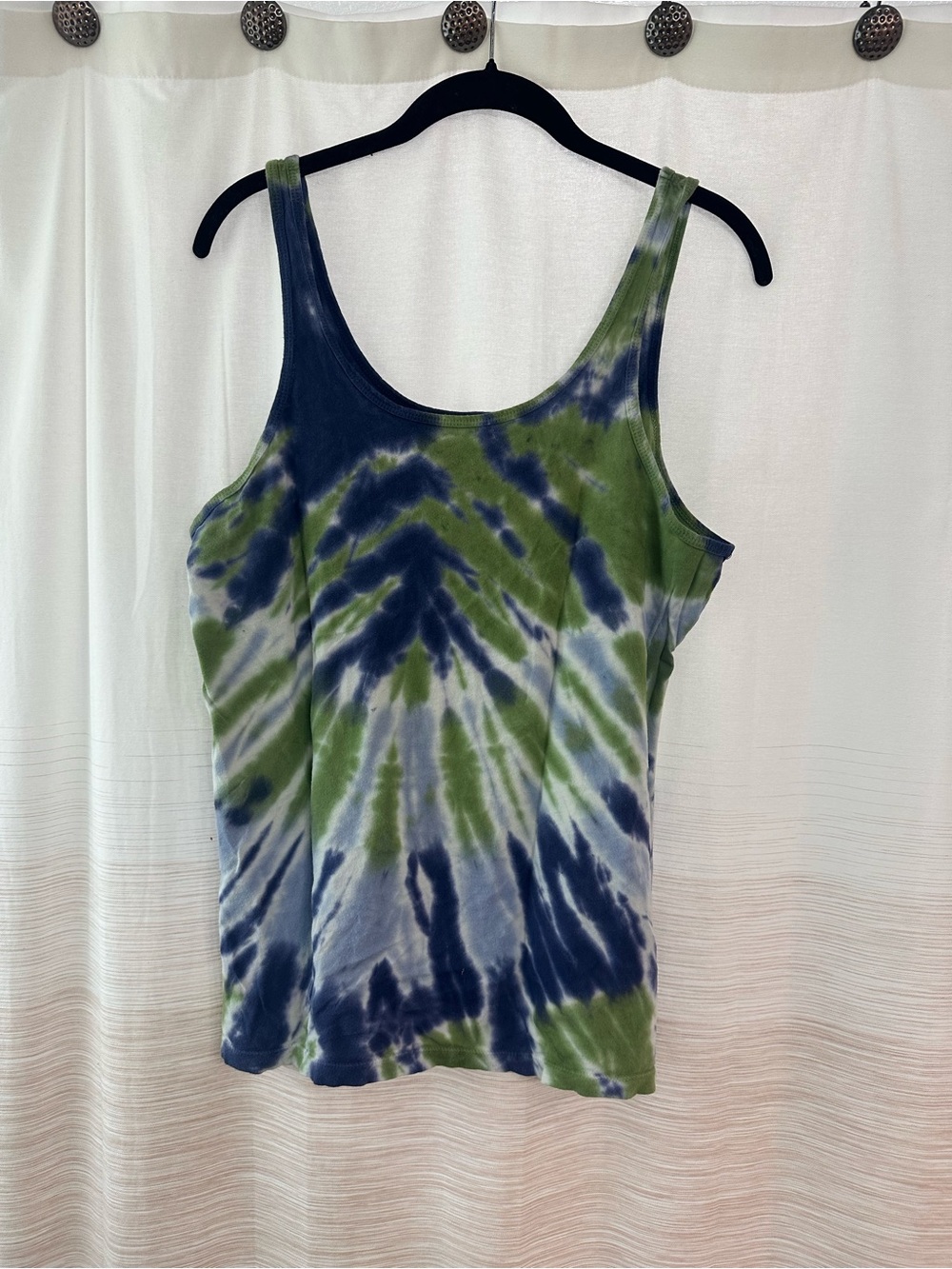 Stranded Tie-Dye Tank Top in Green and Blue Size XL